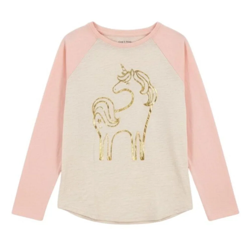Cat & Jack L Kid Shirt Girl Unicorn Long Sleeve Graphic Top Lightweight Pullover